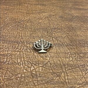 Silver Menorah Pin